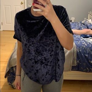 navy blue velvet top